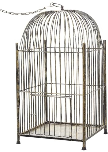 Deko Laterne Vogelkäfig aus Eisen Gold 62 cm Vintage Look Antik Optik Comoros