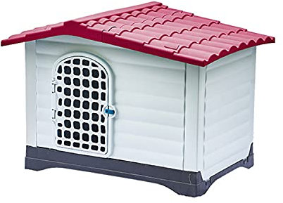 44-Zoll-Hundehütte aus Kunststoff für den Außenbereich, wetterfeste Hundehütte, großer Haustierunterschlupf für den Garten (Blue)