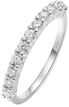 Whoiy Hochzeitsring Damen 750 Echt, Runder Schnitt Stapelbar 0.03ct Diamanten Verlobungsringe Trauring Weissgold 18K Ehering für Frauen Gr. 62 (19.7)