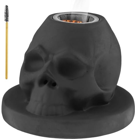 CH Cocktail Smoker Kit Ceramics Whiskey Smoker Kit Whiskey Smoker Infuser Kit for Whiskey Wine Drinks Bourbon Old Fashioned Smoker Kit with Skull-Shaped Smoke Infuser for Father Husband ZHIHEGUANG