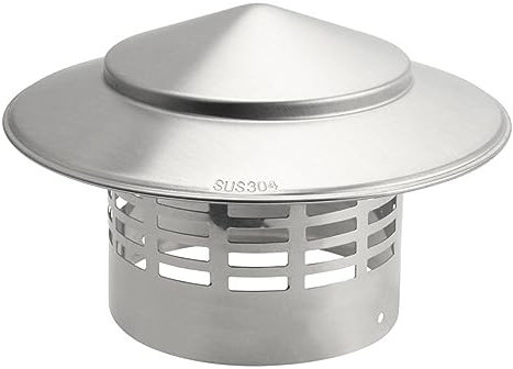 POCHY Edelstahl Kaminabdeckung, Schornsteinabdeckung Runder Schornsteinaufsatz Dach Schornsteinhaube Allwetter Regenhaube Kaminhut Regenhut Ofenrohr,110mm