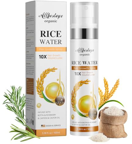 Rosmarinöl für Haarwachstum Beschleunigen, Haarwachstum Serum Spray, Haarwuchsmittel für Gegen Haarausfall Frau & Männer mit Rosemary Oil for Hair, Rice Water, Biotin, Rizinusöl 100 ml