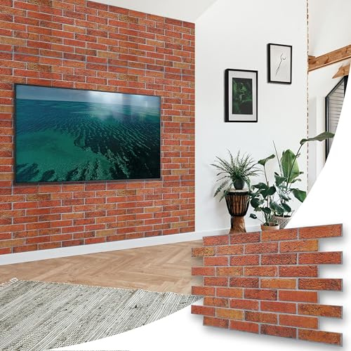 NOVECRAFTO Vintage Rustic Effect 3D Wall Panels - 10 Sheets Covering 4.61 sqm (49.6 sqft) Decorative PVC Plastic Cladding Panel Size 37.79 x 18.89 in (96 x 48 cm) – Vintage Rustic Brick Pattern