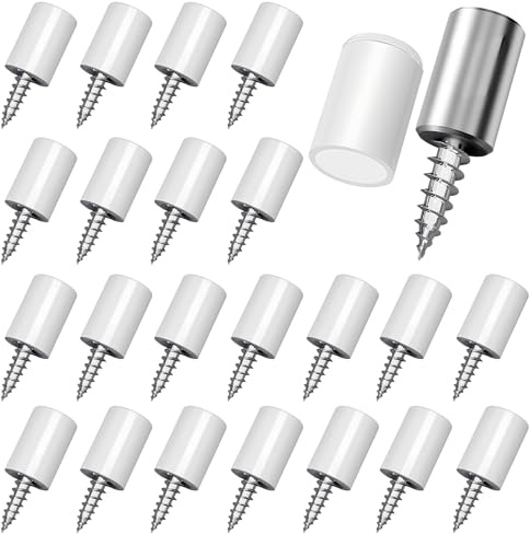50 Pcs Self Tapping Cabinet Shelf Screws, Shelf Supports 25 * 7.5mm, Shelf Pegs, Cupboard Shelf Supports, for Cabinet Furniture Kitchen Wardrobe Shelves, with Silicone Protector (White)
