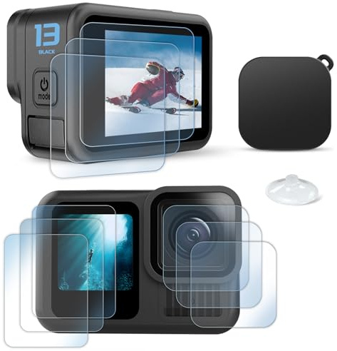 FiTSTILL FitStil Displayschutzfolie für Go Pro Hero 13 schwarz, Hauptbildschirmfolie + Sekundärbildschirmfolie + Objektivfolie + Objektivabdeckung