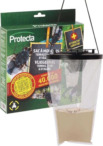 Protecta® Sac Piège à Mouches 3,5L – sans Insecticide – 4 Appâts Inclus – Jusqu’à 40 000 Mouches – Terrasse, Jardin, Bâtiments – Appât Puissant Muscattract Dry