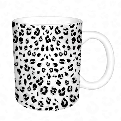 KDWJS Mug porcelaine fine Mug Tasses de 11 oz 330ml pour collègue,amis,frères et soeurs imprimer Tasse de café exquis Cadeaumotif peau blanche léopard