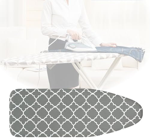 YCBTPS Bügeltischbezug 110x34, 120x38 cm Bügelbrettbezug Aus Baumwolle Für Knitterfreies Bügeln, Ersatz-Bügelbrettbezug Verstellbarer(Grid,48x15inch(120x38cm))