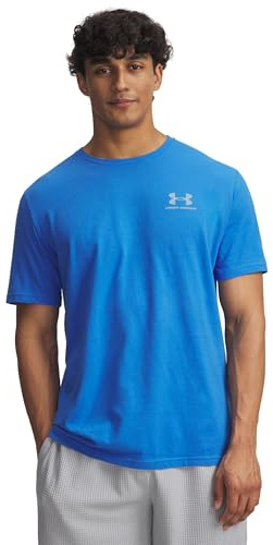 Under Armour Men's Sportstyle Left Chest Short Sleeve, Soft and Comfortable Men's T-Shirt with Logo Design, Lightweight and Fast-Drying Sportswear,Blue Atlantis / / Blue Calm,LG