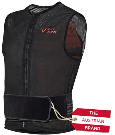 BLACK CREVICE Rückenprotektoren Weste für Kinder, Jugendliche & Erwachsene I Atmungsaktive Weste mit Anti-Shock-Schaum I Verstellbarer Hüftgurt für optimalen Sitz I Versch. Größen (128)