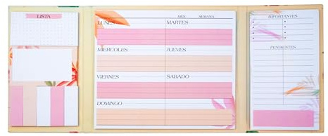 Campus – Planificador Semanal con Notas Adhesivas, Organizador Semanal con Espacio de Escritura, Planificador de Escritorio Tonos Pastel y Naturaleza, Incluye 1 Planning y 8 tipos de Notas (Libélula)