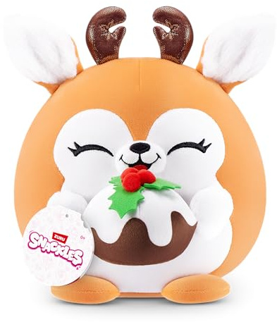 Snackles Weihnachtsserie 2, 20 cm großes Plüschspielzeug (Frosty) von ZURU, Plüschspielzeug mit Snack-Accessoire