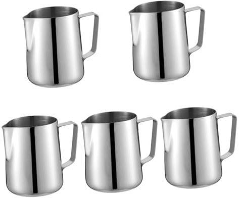 Cabilock 5 Pz tirare la coppa del fiore pentolino per cappuccino tazze cappuccino espresso cup cartone infusore brocca di latte brocca per schiumare il latte Acciaio inossidabile Silver