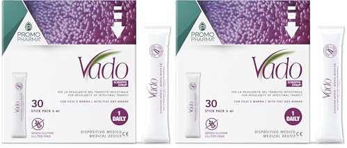 Vado Sciroppo Fichi e Manna - Integratore Alimentare - Con manna e fichi secchi - agevola il transito intestinale - 30 stick pack da 5 ml (Confezione da 2)