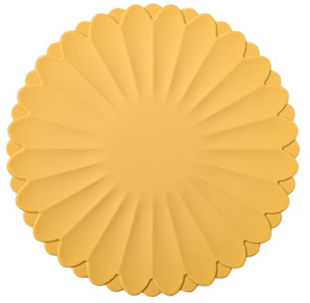 Heat-Resistant Silicone Trivet Mats - Non-Slip Hot Plate Holder for Kitchen Countertops & Dining Tables, Reusable Pot Holder Pad, Dishwasher Safe (Yellow, Diameter: 18cm/7.09)