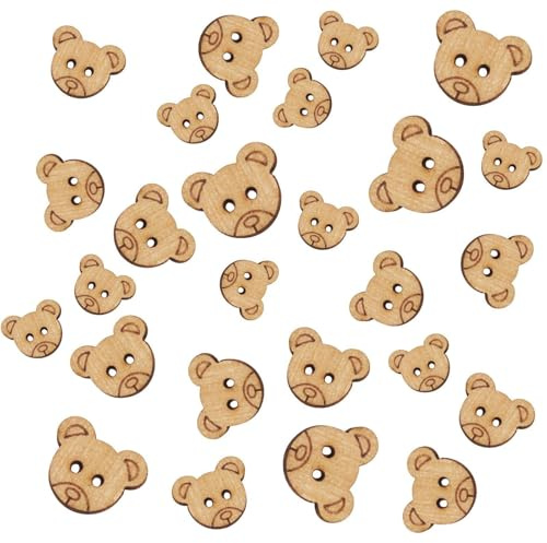 RELKLYU 160 Morceaux De Boutons d'ours en Bois, Animaux De Dessins Animés Simples Et Mignons, Vachets Intéressants Boucles Décoratives, Accessoires De Couture À Bagages D'Artisanat Bricolage.