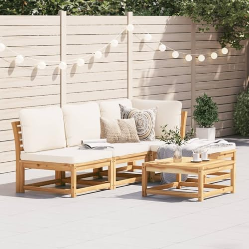 Iiaky 5-TLG. Garten-Lounge-Set mit Kissen Lounge MöBel Outdoor TerassenmöBel AußEn BalkonmöBel Set Massivholz Akazie // 3214285