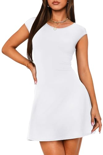 OFEEFAN Womens Summer Dresses 2026 Graduation Homecoming Clothing Mini Work Outfits Formal Club Cocktail White XL