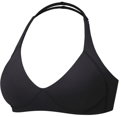 YEOREO Women Halter Sports Bra Light Support V Neck Padded Strappy Open Back Workout Gym Tops Black L
