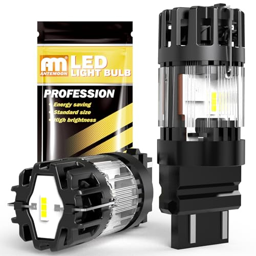 ANTEMOON 3157 T25 P27/7W LED Bulbs 100% Canbus Error Free 12V Super Bright 6500K White 3057 3156 4057 Car Replacement Lights for Backup Reverse Light, DRL Brake Light, Turn Signal Light, Pack of 2