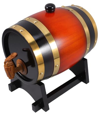 Healifty Madera Barril de Whisky Marrón Pequeño, con Grifo y Soporte