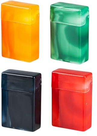 Zigarettenetui Zigarettenbox für gestopfte 25 Zigaretten 4 Stück in verschiedenen Farben marmoriert ohne Steg Pop Up Schachtel Zigarettendose Kunststoff Cigarette Box 90mm hoch