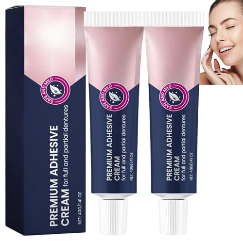2PCS Thermoplastic Denture Adhesive,Comfortable Non-Glue Long Holding Reliner,False Teeth Adhesive,Dental Glue for Loose Teeth,Adhesive Cream,Long Lasting Denture Fixative,Stability Denture Repair Kit