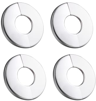 Lot de 4 Rosaces de Cache-Tuyaux en Acier Inoxydable 24mm Diamètre Caches de Montage pour Robinet Radiateur Cuisine Salle de Bain Protection de Perçage Murale