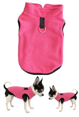 Fleece Chihuahua Puppy Dog Jumper Coat Vest Top Tiny Toy Teacup Miniature Kitten Small Pets New Pups Extra Tiny Breeds (Pink, XXS)