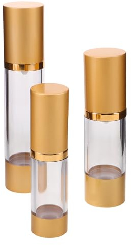 LOLIPPYY Lot de 3 Flacons à Pompe sous Vide Airless 15Ml 30Ml et 50Ml Distributeurs de Crème Rechargeables Transparents Contenants Cosmétiques de Voyage Pratiques pour Lotion et Fond de