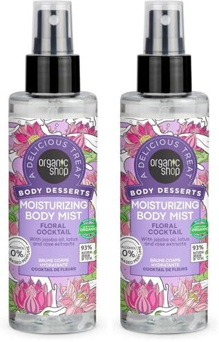 Organic Shop Body Desserts Moisturizing Body Mist Floral Cocktail, 200 ml (Pack of 2)