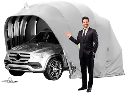 Cochera de acero inoxidable resistente con cerradura, refugio semiautomático retráctil plegable para protección de vehículos al aire libre
