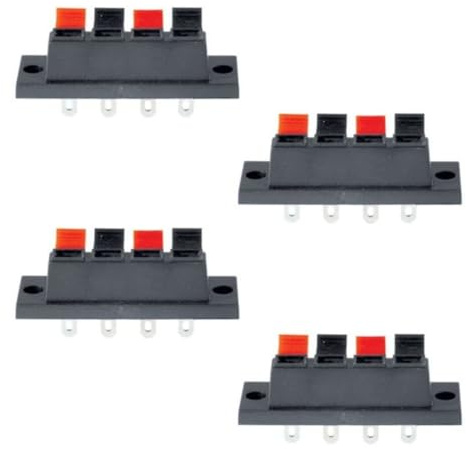 Set 4 Pezzi – Morsettiera Professionale per Casse Acustiche – 4 Poli – Passo 55mm – Terminali a Molla
