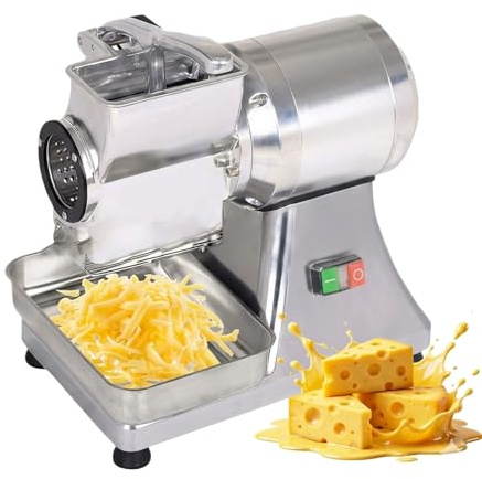 Máquina Comercial Ralladora de Queso de 550W, Trituradora Eléctrica de Alimentos de Acero Inoxidable con Tambor 304 y Interruptor Impermeable para Rallar Parmesano, Migas de Pan y Mantequilla