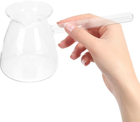 PACKOVE Tetera de Vidrio Resistente al Calor Adecuado para Inducción Asa Lateral, Olla Redonda con Vertedor en V para Cafetera Turca y Preparar Té o Leche