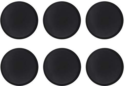 Argon Tableware Black Round Serving Trays Pack of 6-35cm Reusable Non Slip Rubberized Surface Platter for Food and Drinks - Durable Heat Resistant Stackable Trays for Bars, Restaurants and Home Use