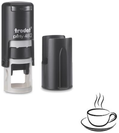 Timbro a forma di tazza di caffè, con inchiostro nero autoinchiostrante, circa 11 mm