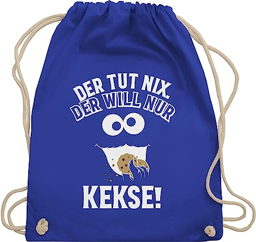 Turnbeutel Rucksack - Karneval & Fasching - Taschen - Der tut nix Der will nur Kekse I Krümelmonster I Cookie Monster I Keksmonster - Unisize - Royalblau - cookies bag karnevalsbeutel faschings