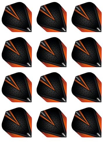 RED DRAGON Hardcore Radical Noir et Orange Extra Épais Standard Fléchettes Dart Flights - 4 Sets per Pack (12 Dart Flights in Total)