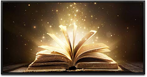 Altes Buch auf altem Tisch ca. 130x70cm Wandbild inklusive Schattenfugenrahmen schwarz - Panorama Leinwand Bild XXL Format Wandbilder Wohnzimmer Wohnung Deko Kunstdrucke