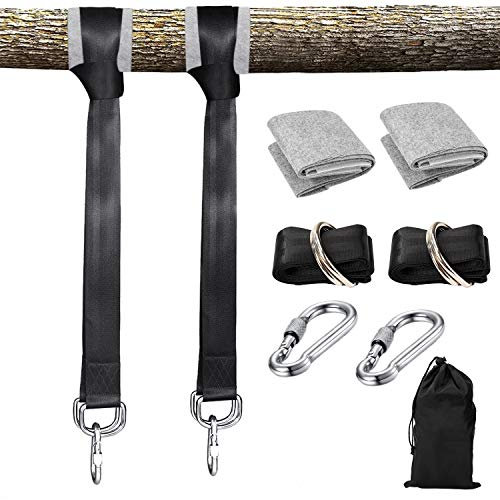 HONGXIN-SHOP Schaukel Befestigung 150cm Hängematte Befestigung Schaukel Aufhängung Gurt Set mit 2 Baumschutz Polster und 2 Schwerlast D-Ringen für Garten Camping Reisen Beach Yard Hält 500kg