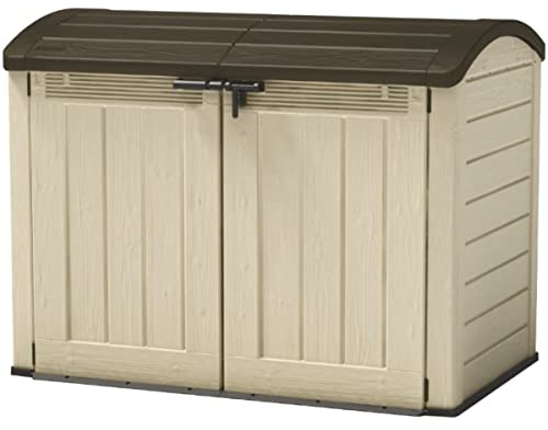 Keter Store-It Out Ultra Outdoor Plastic Garden Storage Bike Shed, Beige and Brown, 177 x 113 x 134 cm
