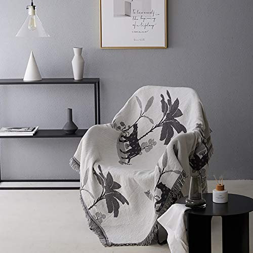 WANGLXST Decke Strick, Überwurfdecke Vintage-Jacquard-Quasten, Patchwork-Decke, Warm, Luxuriös, Dekorativ für Zuhause, 160 * 220cm
