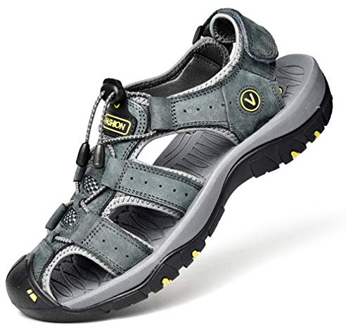 ZYLDK Sports Outdoor Sandals Summer Men's Shoes Trekking Hiking Casual Man | Closed-Toe Leather Walking Touch Lightweight Athletic Trail Easy Slip-On Beach Footwear Comfort & Support