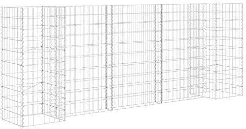vidaXL Jardinera de Gaviones Forma de H Alambre Cestas Piedra Muro Malla Pared Jardín Patio al Aire Libre Decoración Plantador de Acero 260x40x100 cm