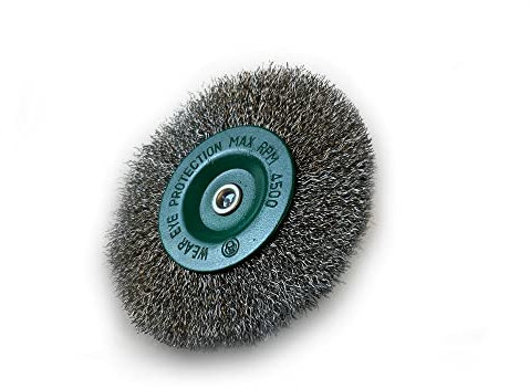 Brosse rotative circulaire métallique sur tige Ø 100 mm | Fil inox souple Ø 0,20 mm | Epaisseur 8 mm | 1 rang | Pour perceuse ou visseuse à mandrin | Kibros 26100IV8