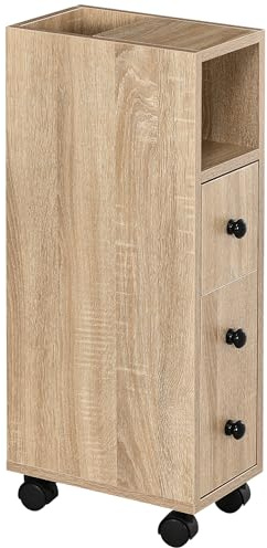 kleankin Support Papier Toilette - Porte-Papier Toilette - Armoire pour Toilette - 3 Niveaux + Sortie Papier Panneaux Aspect chêne Clair