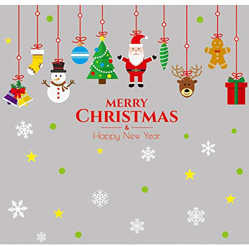 LZHLMCL Adesivi E Murali Da Parete Babbo Natale Fiocco Di Neve Campana Ornamenti Per Finestre In Vetro Decorazione Adesivo Statico Adesivo Da Parete Babbo Natale