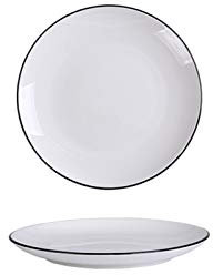 Assiette blanche dîner plaque ensemble céramique cuisine plaque coutellerie set plates plats cuisine simple bord noir ligne ligne coutellerie assiette (Color : 7 Inch)
