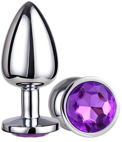 BONDAGERIE® Plug Anale 100% sicuro italiano in acciaio colore gioiello Viola, sex toys per lui e per lei, Taglia Taglia: M